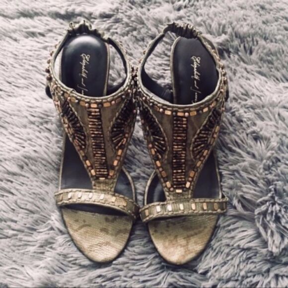 Elizabeth and James SZ 7 beaded ankle strap sandals - Picture 1 of 5